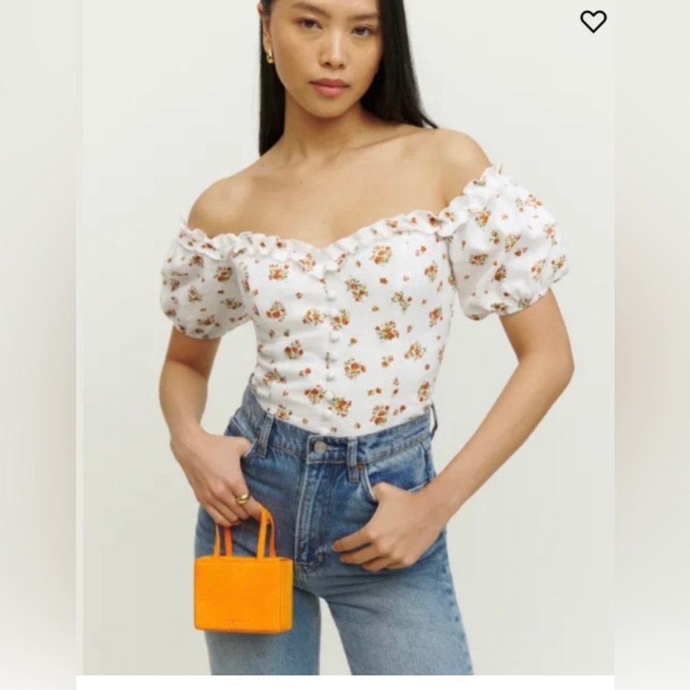 Reformation Kaden Linen Top in Lara
